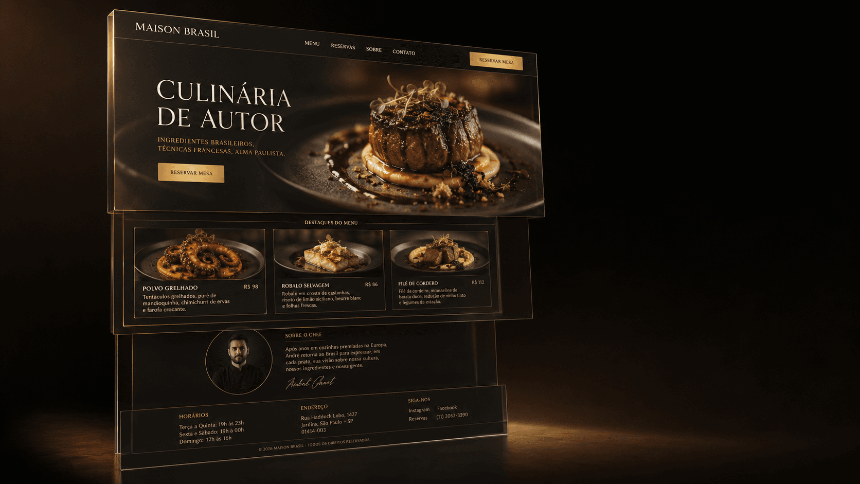 Site de restaurante com reserva automatizada pela Zillox AI